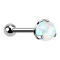 Micro Threadless Barbell argento con sfera e sfera opale incastonata bianca