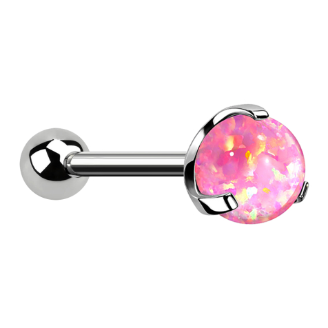 Micro Threadless Barbell silver with ball and ball opal pink set