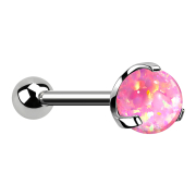 Micro Threadless Barbell argento con sfera e sfera opale...