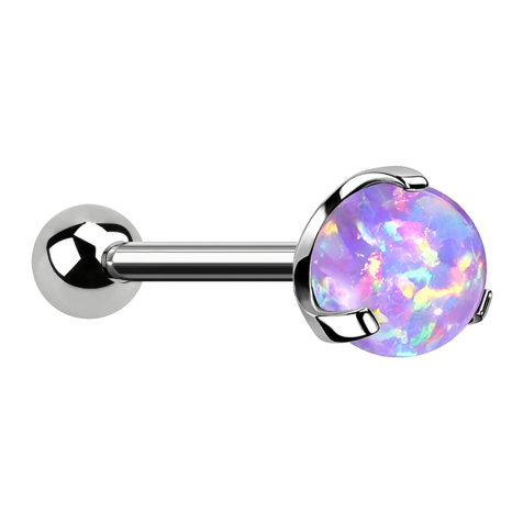 Micro Threadless Barbell silver with ball and ball opal violet set
