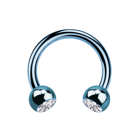 Micro Circular Barbell hellblau mit zwei Kugeln Kristall silber