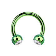 Micro Circular Barbell verde con due sfere di cristallo...