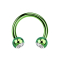 Micro Circular Barbell verde con due sfere di cristallo argentate