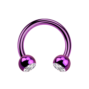 Micro Circular Barbell viola con due sfere di cristallo...