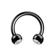 Micro Circular Barbell noir avec deux boules de cristal...