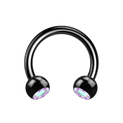 Micro Circular Barbell noir avec deux boules de cristal...