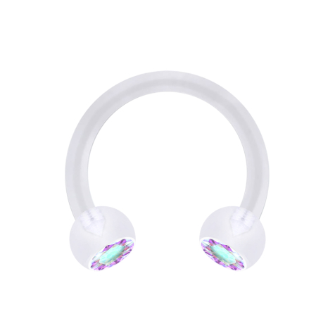 Micro Circular Barbell transparent mit zwei Kugeln Kristall multicolor