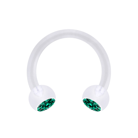 Micro Circular Barbell transparent mit zwei Kugeln Kristall türkis