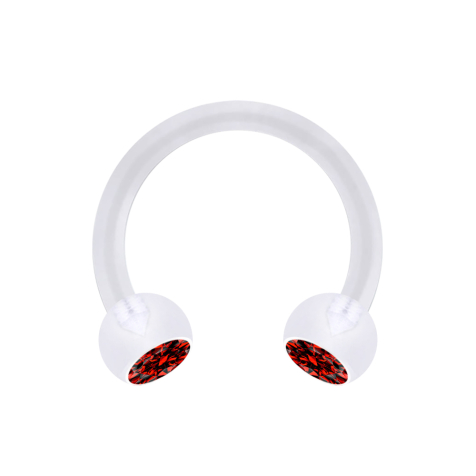 Micro Circular Barbell transparent mit zwei Kugeln Kristall rot