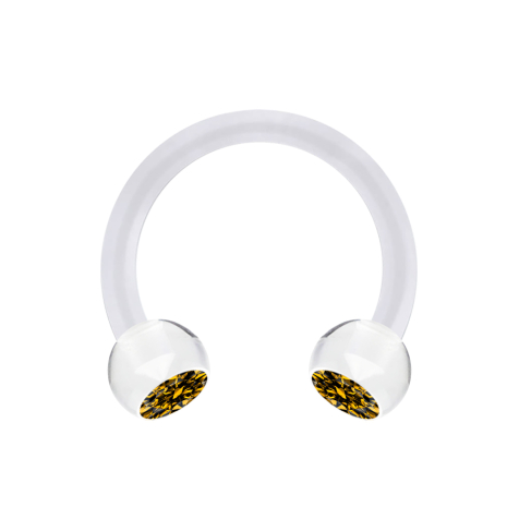 Micro Circular Barbell trasparente con due sfere di cristallo di topazio