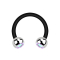Micro Circular Barbell black with two balls silver crystal multicolor