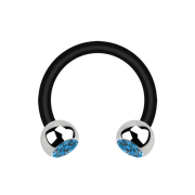 Micro Circular Barbell noir avec deux boules cristal...