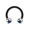 Micro Circular Barbell nero con due sfere in cristallo dargento blu scuro