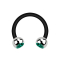 Micro Circular Barbell noir avec deux boules argent cristal turquoise