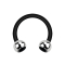 Micro Circular Barbell black with two balls silver crystal black