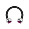 Micro Circular Barbell nero con due sfere in cristallo argento fucsia