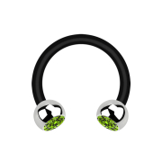 Micro Circular Barbell black with two balls silver...