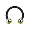Micro Circular Barbell black with two balls silver crystal light green