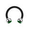 Micro Circular Barbell nero con due sfere argento cristallo verde