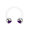 Micro Circular Barbell white with two balls silver crystal violet