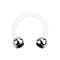 Micro Circular Barbell white with two balls silver crystal black