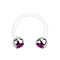 Micro Circular Barbell bianco con due sfere in cristallo argento fucsia