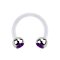 Micro Circular Barbell transparent with two balls silver crystal violet