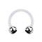 Micro Circular Barbell transparent with two balls silver crystal black