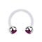 Micro Circular Barbell transparent mit zwei Kugeln silber Kristall fuchsia