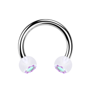 Micro Circular Barbell argent avec deux boules cristal...