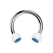 Circular Barbell argent avec deux boules cristal...