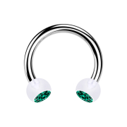 Circular Barbell argent avec deux boules cristal...