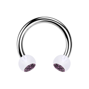 Circular Barbell argent avec deux boules cristal...