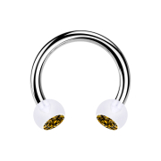 Circular Barbell argent avec deux boules cristal...