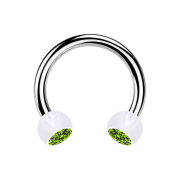 Circular Barbell argent avec deux boules cristal...