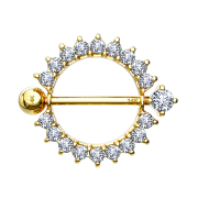 Barbell or 14k couronne de cristal