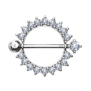 Barbell 14k white gold crystal wreath