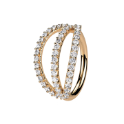 Micro Piercing Ring rosegold drei Ringe mit Kristallen