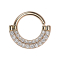 Micro piercing ring rose gold shield double front crystals silver