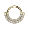 Micro Piercing Ring 14k vergoldet Schild doppel front Kristalle silber