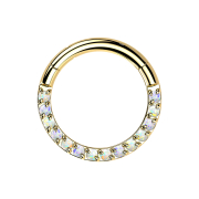 Micro anneau segment pliable doré front opale blanc