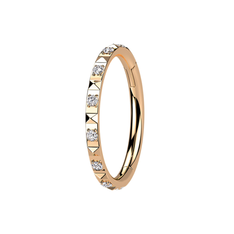 Micro Segmentring klappbar rosegold seitlich Pyramiden und Kristalle silber