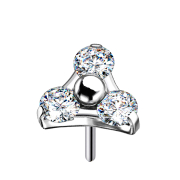 Threadless silber Dreieck drei Kristalle silber