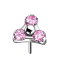 Threadless silber Dreieck drei Kristalle pink