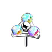 Sans filetage argent triangle trois cristaux multicolores