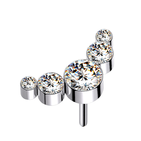 Threadless silber fünf Kristalle silber