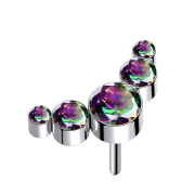 Threadless argent cinq cristaux multicolores foncés