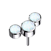 Threadless silver three white opals