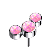 Threadless silver three opals pink
