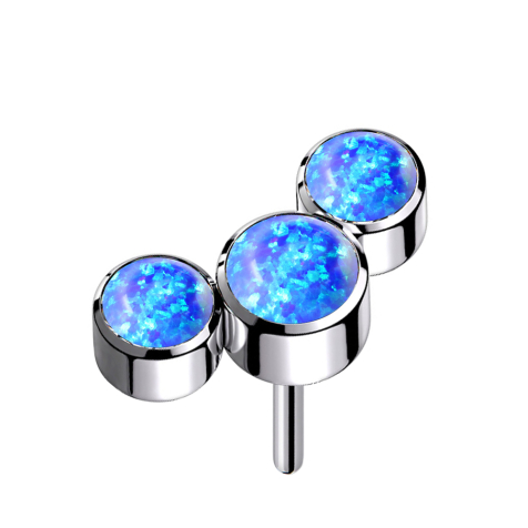 Threadless silver three opals blue